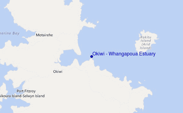 locatiekaart van Okiwi - Whangapoua Estuary