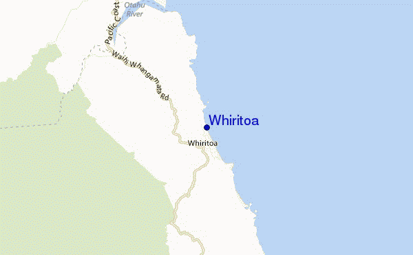 locatiekaart van Whiritoa