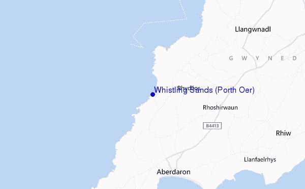 locatiekaart van Whistling Sands (Porth Oer)