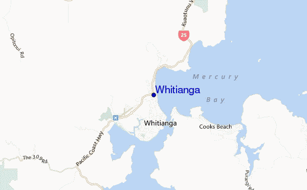 locatiekaart van Whitianga