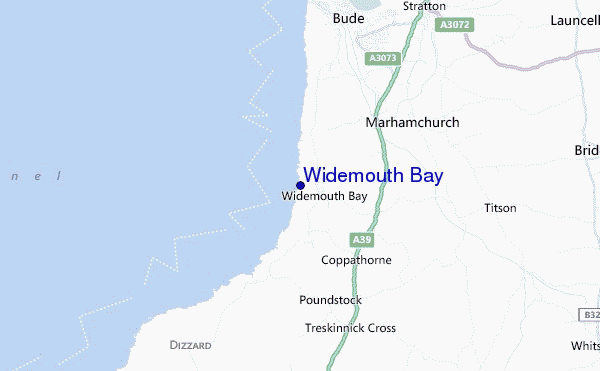 locatiekaart van Widemouth Bay