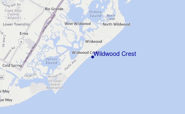 locatiekaart van Wildwood Crest