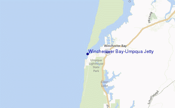 locatiekaart van Winchesteer Bay/Umpqua Jetty