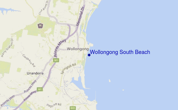 locatiekaart van Wollongong South Beach