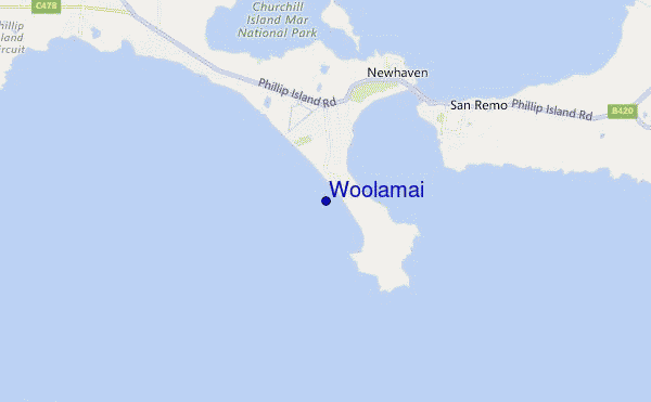 locatiekaart van Woolamai