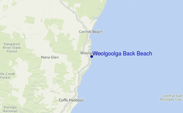 Woolgoolga Back Beach Location Map