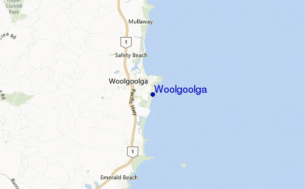 locatiekaart van Woolgoolga
