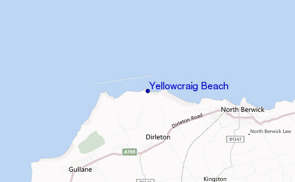 locatiekaart van Yellowcraig Beach