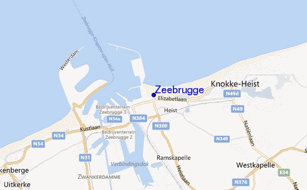 locatiekaart van Zeebrugge