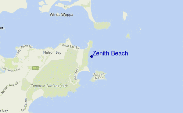 locatiekaart van Zenith Beach