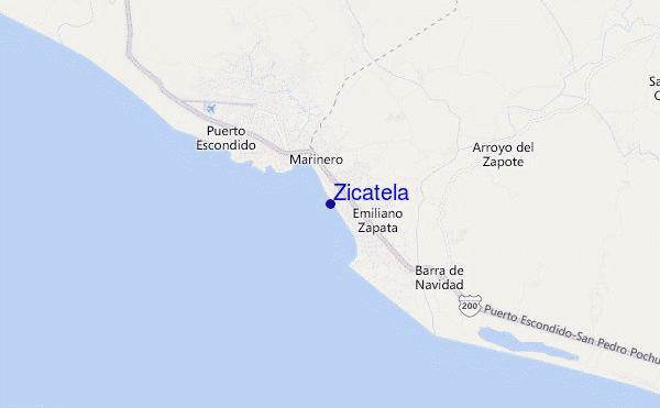 locatiekaart van Zicatela