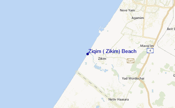 locatiekaart van Ziqim ( Zikim) Beach