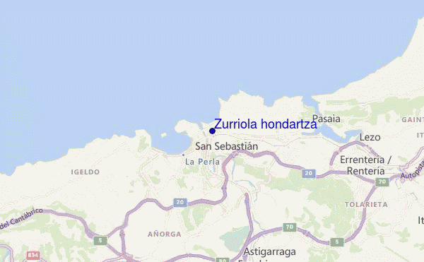 locatiekaart van Zurriola hondartza