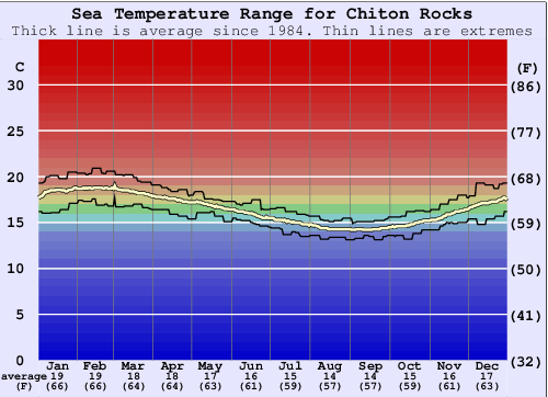 Chiton Rocks Zeewatertemperatuur Grafiek