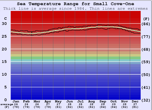 Small Cove-One Zeewatertemperatuur Grafiek