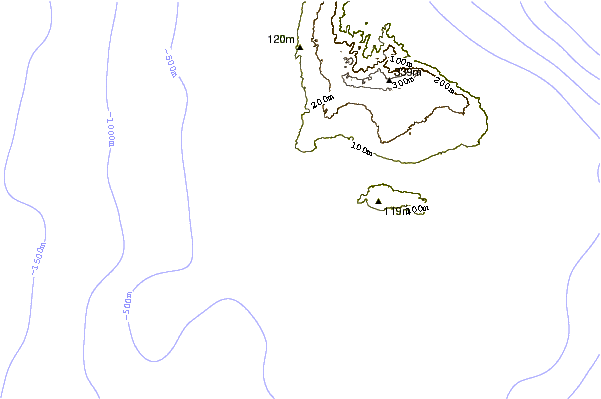 Kustlijn bij Bridgetown Harbour