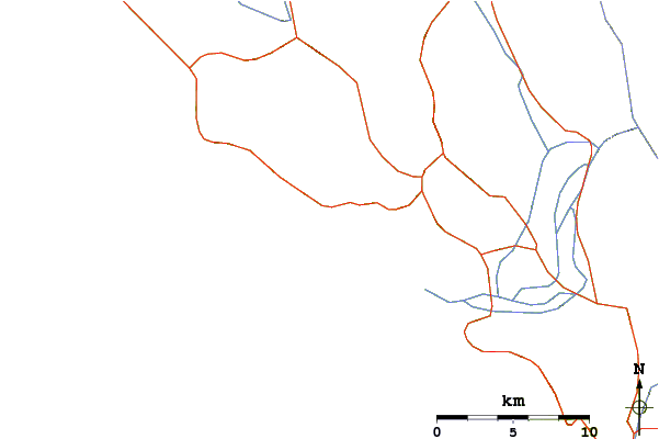 Wegen en rivieren in de buurt Krioneri (Parga)