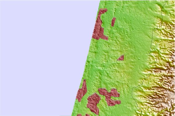 Surflocaties in de buurt van Netanya (Poleg)